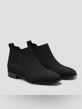 Women’s Black Knit Ankle Chelsea Booties